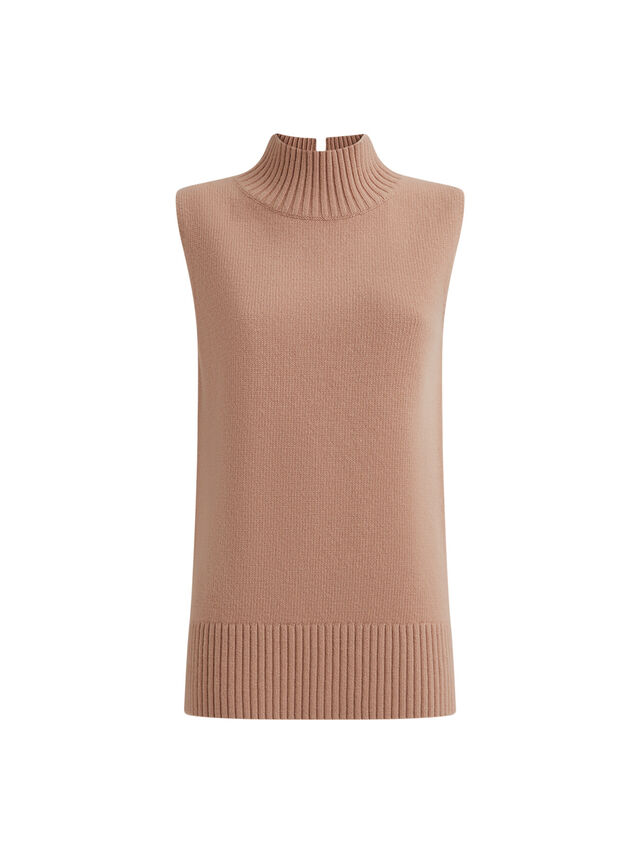 Gazelle Casual Cashmere Funnel Neck Sleeveless Top